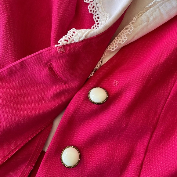Vintage 80s 90s Hot Pink Blazer with Lace Collar - Picture 10 of 15